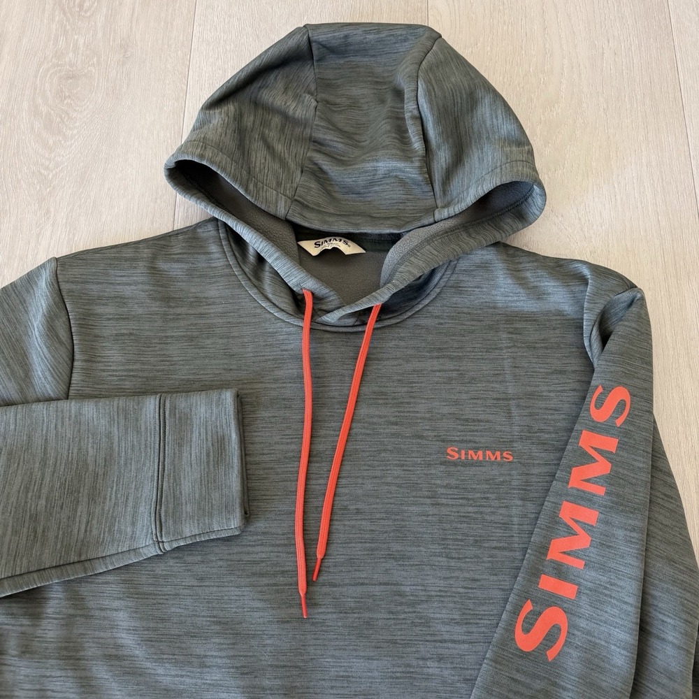 Simms Performance Hoodie Pullover Mens Size M Long Sleeve Green Fleece Lined
